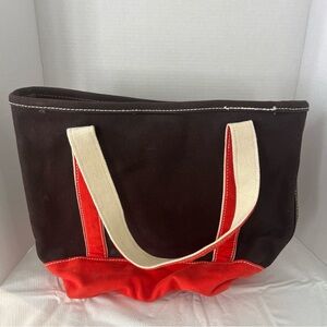 Vintage Lands End Boat Tote Canvas Bag Medium Beach Travel Approx 12”X13”